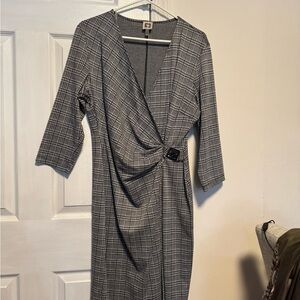 Anne Klein Gray Plaid Wrap Dress